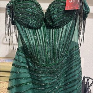 Elegant Green Beaded Prom Dress